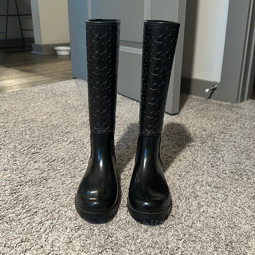 COACH Tudor black rain boots